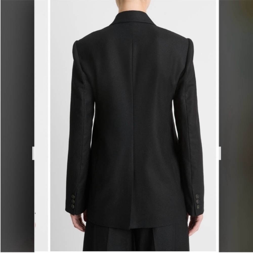 Vince Brushed Wool Blend Flannel Blazer in Black Size 10 - Picture 4 of 10